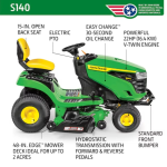 John Deere S140 48-in 22 HP V-Twin Gas Hydrostatic Riding Lawn Tractor - Image 4