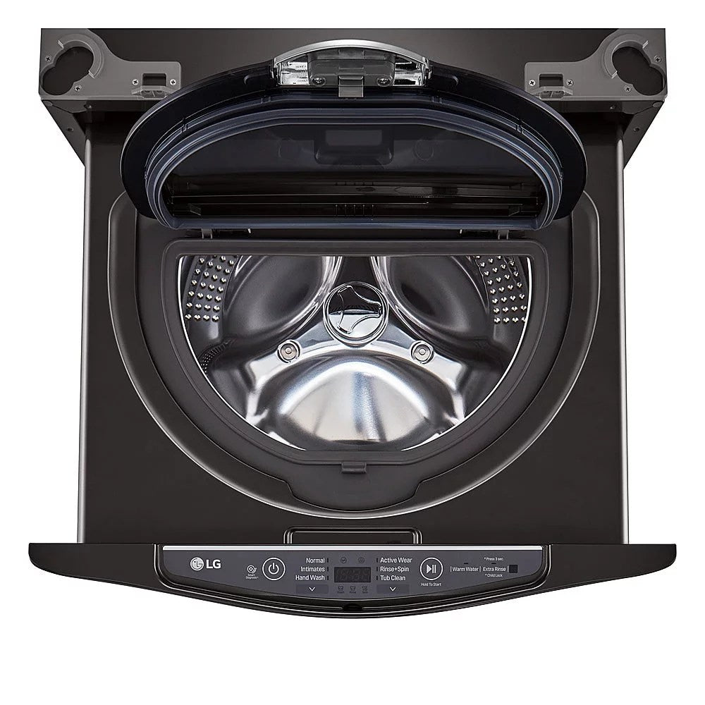 6333985_sd-1 LG – SideKick 1.0 Cu. Ft. High-Efficiency Smart Top Load Pedestal Washer with 3-Motion Technology – Black steel - Image 1