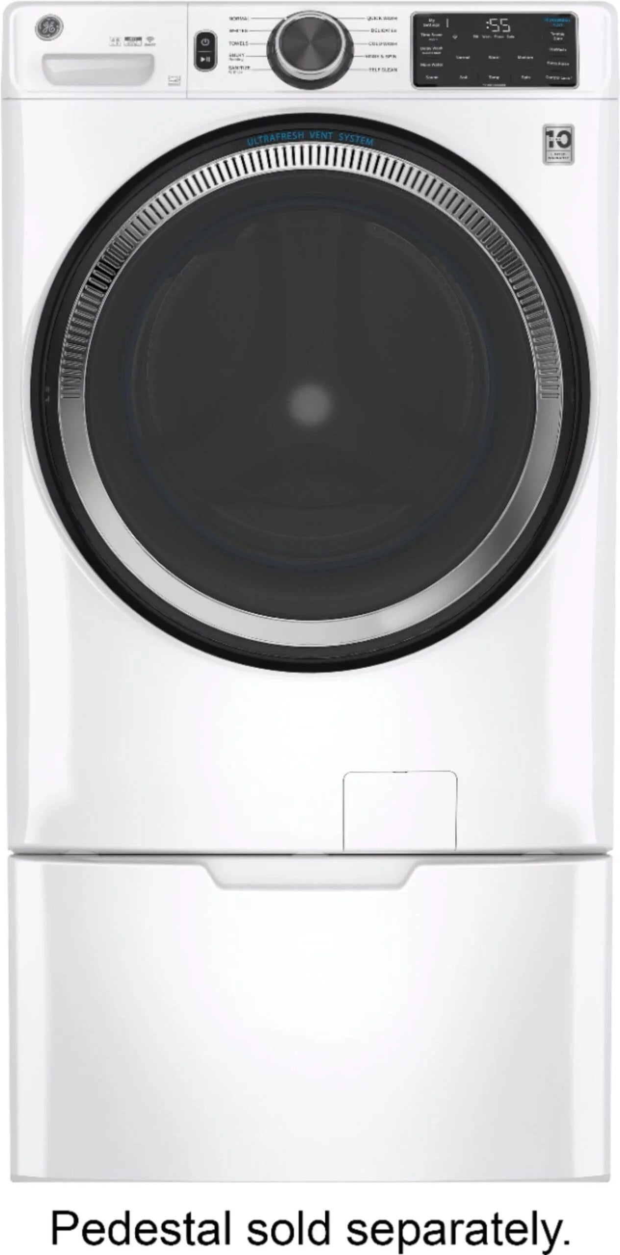 6396006cv11d-scaled-1-1 GE – 4.8 CuFt High-Efficiency Stackable Smart Front Load Washer w/UltraFresh Vent System & Microban Antimicrobial Technology – White on white - Image 1