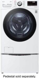 LG – 5.0 Cu. Ft. High-Efficiency Stackable Smart Front Load Washer with Steam and Built-In Intelligence – White - Image 6