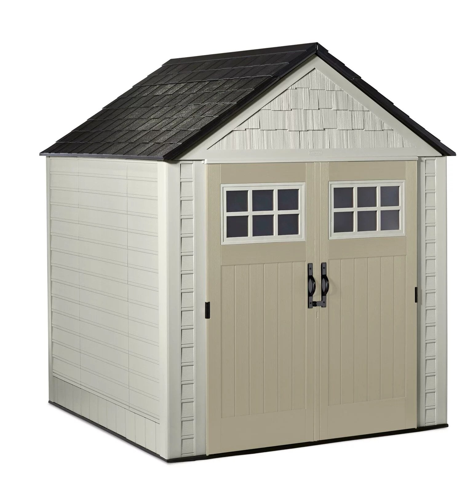 7ft.3in.Wx7ft.3in.DPlasticStorageShed-3-1 Rubbermaid 7×7 Ft Durable Weatherproof Resin Outdoor Storage Shed - Image 1