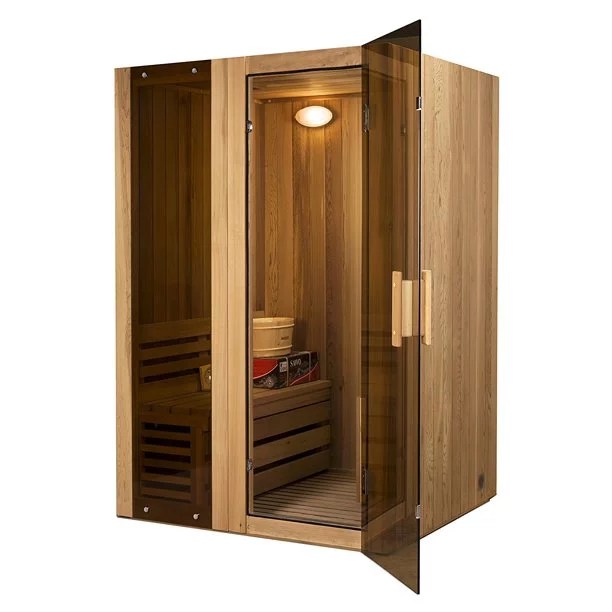 AAAAAAAAAAAA_f8af36a9-dae2-4b0c-a33c-a3e30417a854 ALEKO StI2ced Cedar Indoor Wet Dry Sauna Steam Room, 3 kW Harvia KIP Heater, 2 Person - Image 1