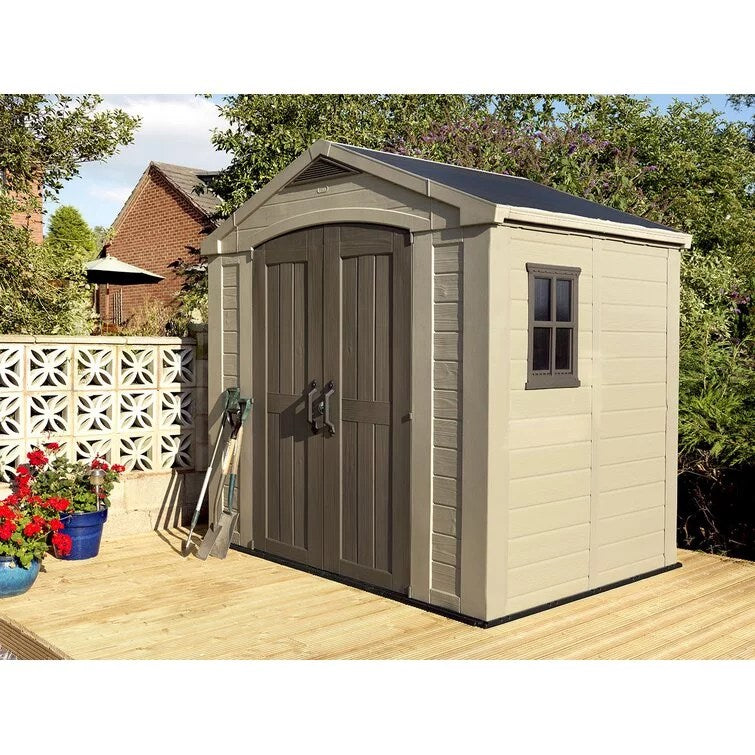 Factor8x6FTStrongStorageShedMadeOfExtremelyDurableResinAndReinforcedwithSteel-14-1 Keter Factor 8 x 6 FT Strong Storage Shed - Image 1