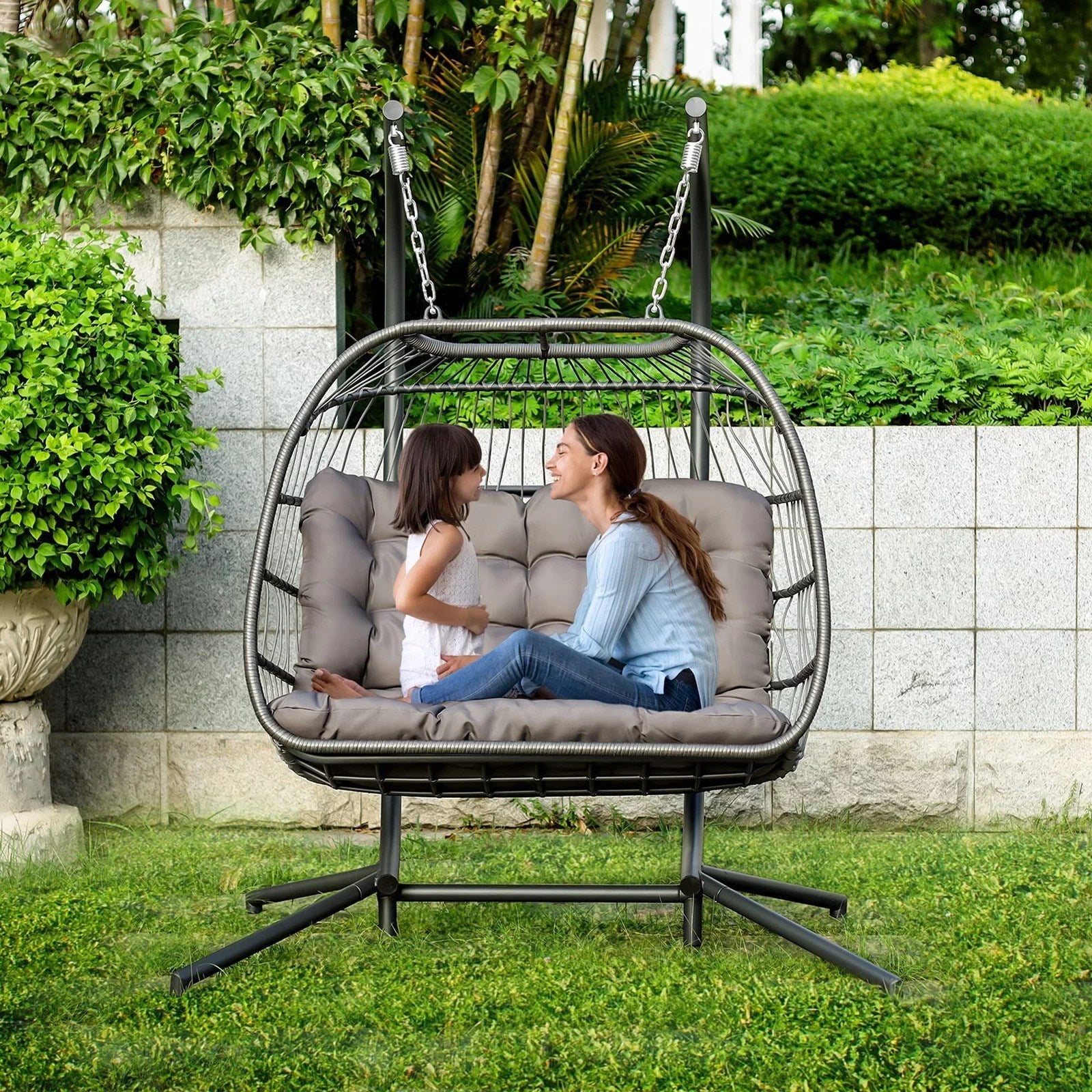 brafab-luxury-x-large-double-egg-swing-chair-2-person-hanging-chair-hand-made-1 Brafab Luxury X-Large Double Egg Swing Chair 2 Person Hanging Chair Hand Made Rattan Wicker Hammock Chair - Image 1