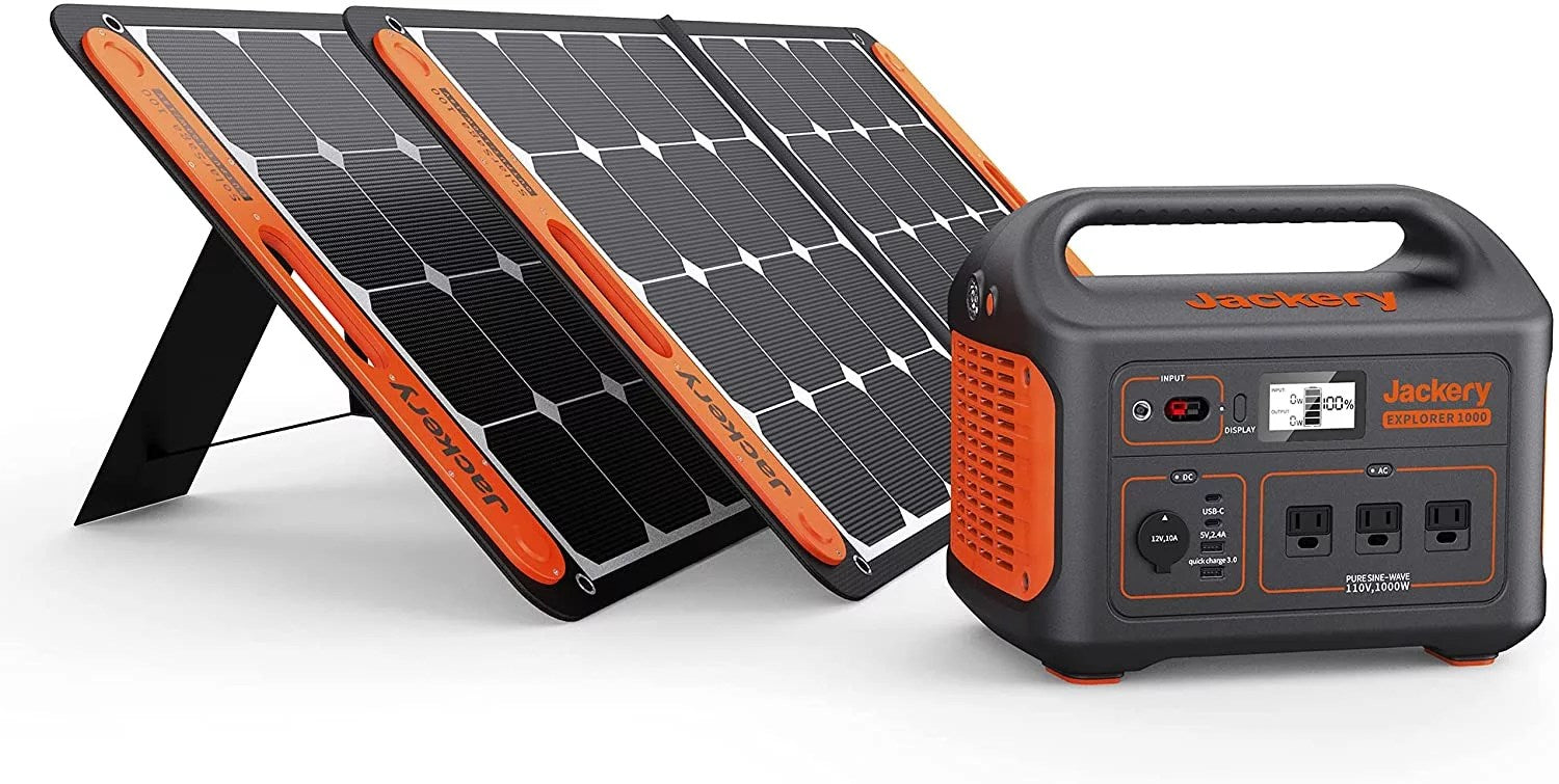 jackery-solar-generator-1000-explorer-1000-and-2x-solarsaga-100w-with-1 Jackery Solar Generator 1000, Explorer 1000 and 2X SolarSaga 100W with 3x110V/1000W AC Outlets, Solar Mobile Lithium Battery Pack for Outdoor… - Image 1