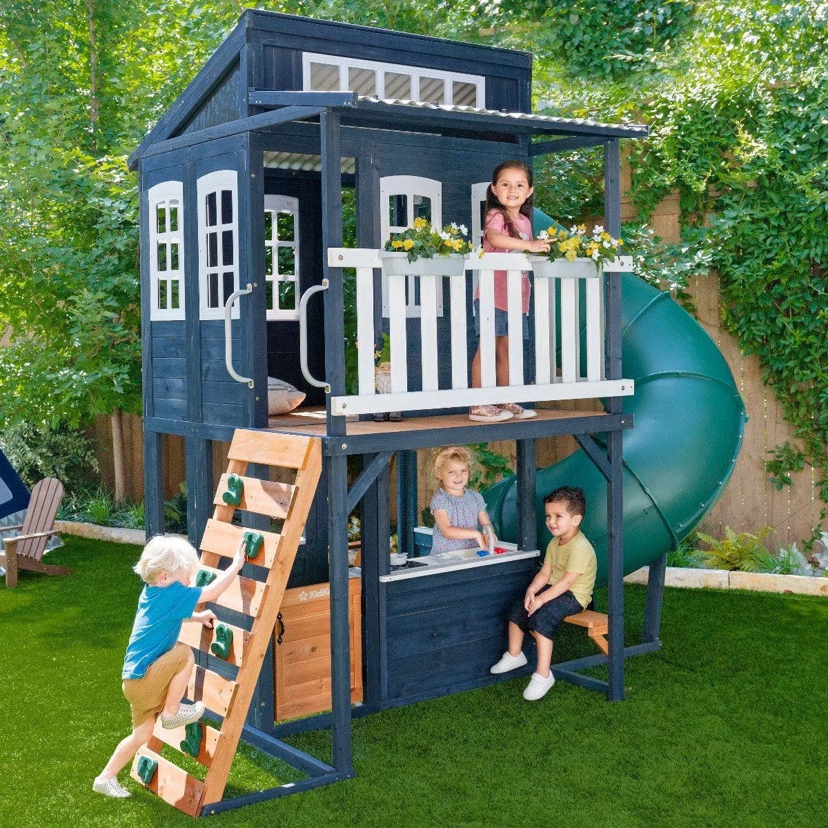 p280147_rsm_2-1 Kids Kidkraft Cozy Escape Playhouse In Navy Installation Included - Image 1