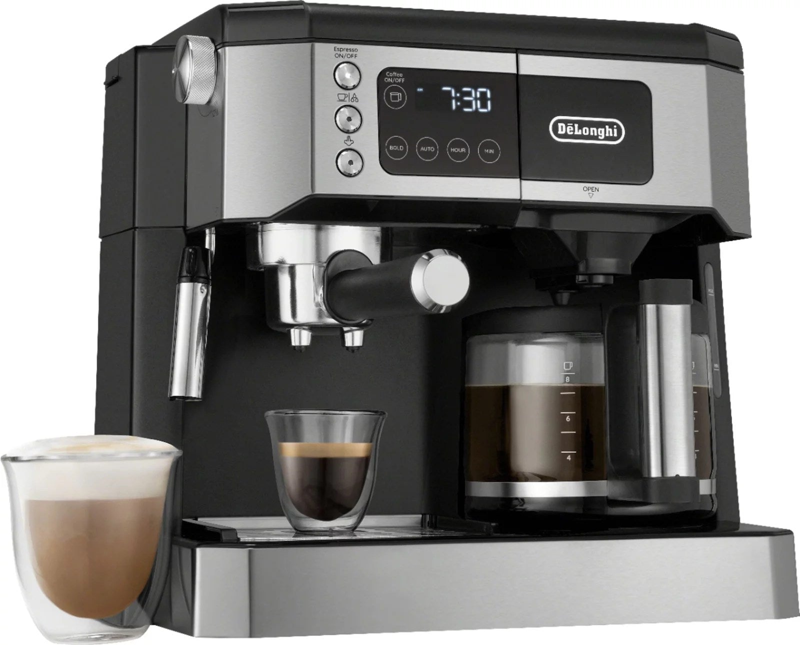 set-p200263kp-009z_32aa1ee2-990d-46bc-bb1d-f0810e7d344b-scaled-1-1 De’Longhi COM530M – Digital All-in-One Combination Coffee and Espresso Machine – Black and Stainless Steel - Image 1