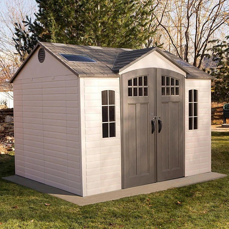 whote Lifetime 10ft x 8ft Outdoor Storage Shed with Carriage Doors - Image 1